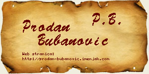 Prodan Bubanović vizit kartica